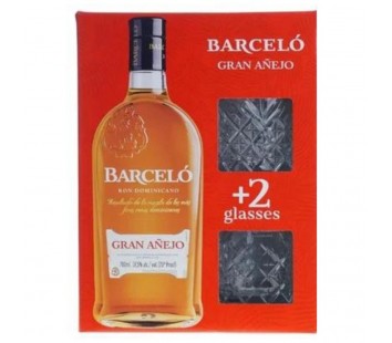 Rom Barcelo Gran Anejo (0.7L, 37.5%) + 2 pahare
