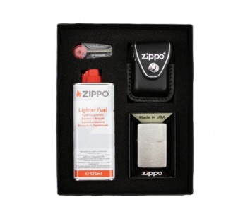 Zippo Set Chrome Brushed Black Case