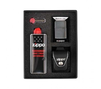 Set Zippo Chrome Brushed (negru)